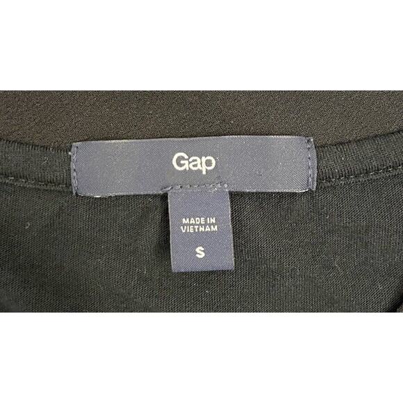 Gap Womens Black Short Sleeve Tshirt With Ruffle Front Size Small Pima Modal - Picture 3 of 5